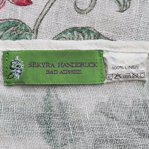 100% Linen Scarf Flowers Floral Austria Fair Trade Sekyra Handdruck - Picture 3 of 6